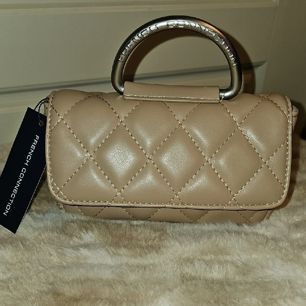 French Connection Beige Quilted Mini Bag - Picture 12 of 13